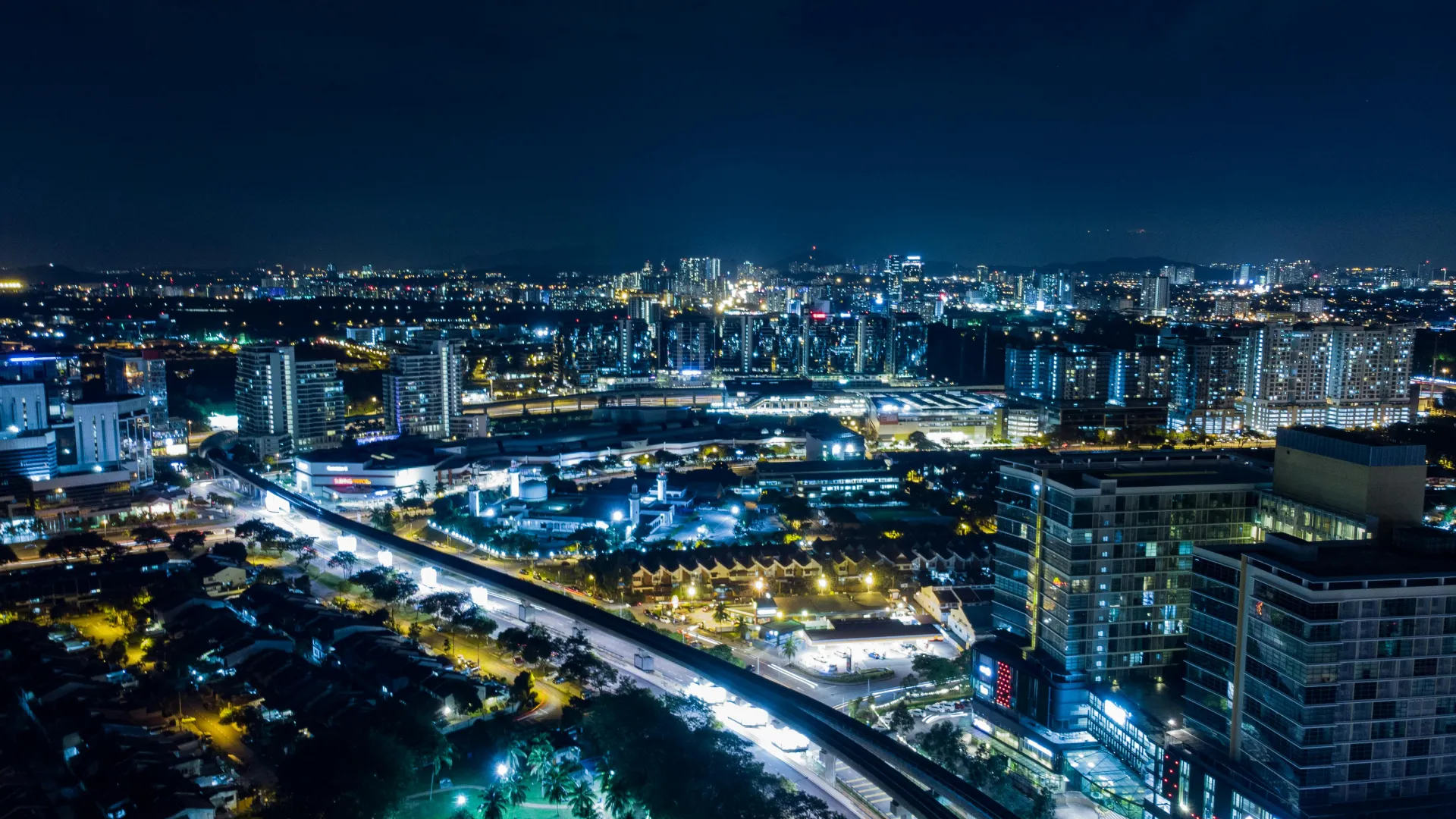 Subang Jaya drone shot at night